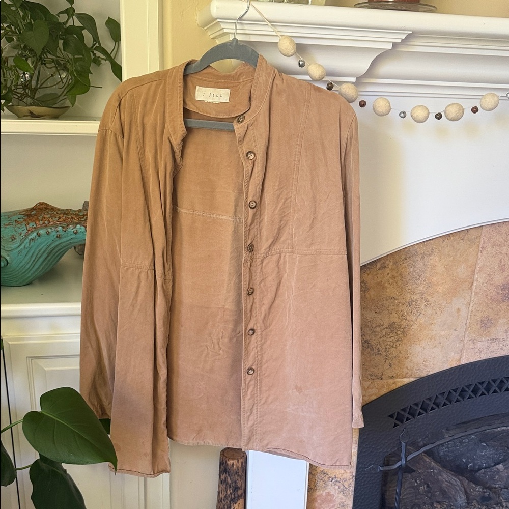 Light Brown Button-Down Lightweight Shirt Jacket from J. Jill
